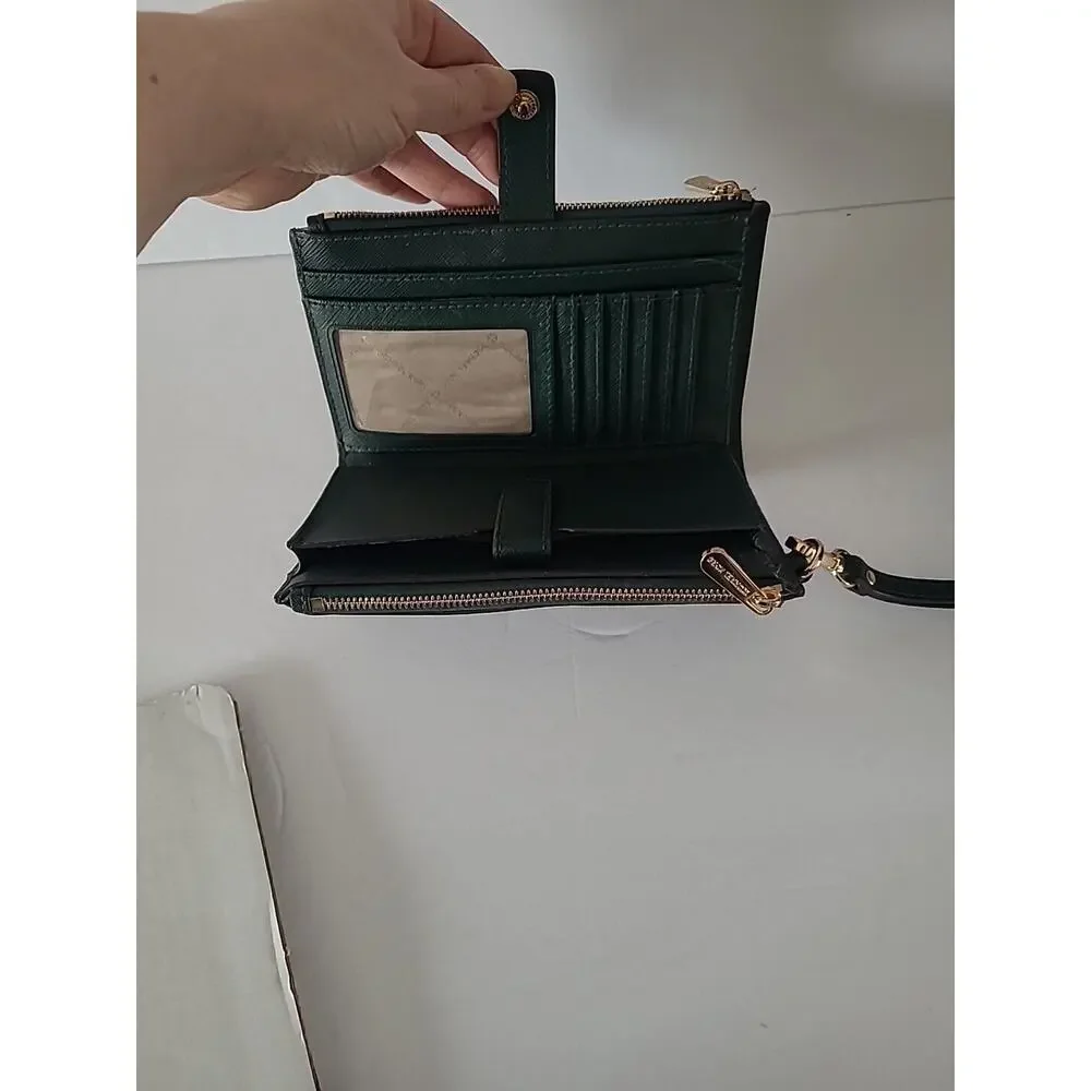 Michael Kors Women's Jet Set Double Zip Wristlet Wallet Green/Gold